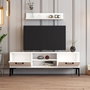 Hanah Home Mueble TV Riga Blanco 140x48x30cm Tablero Melamina 18mm Estante Pared 80cm